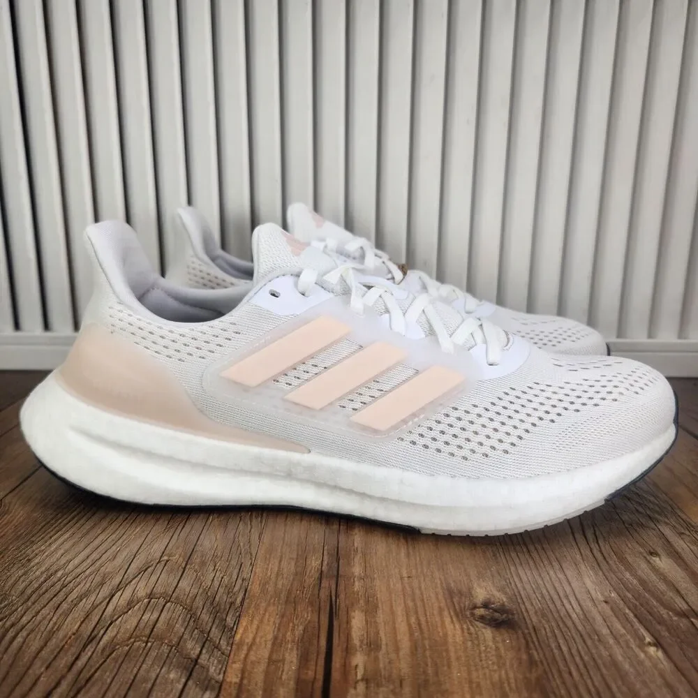 Adidas Pureboost 23 IF2392 Womens 9.5 White Pink Athletic Running Sneakers Shoes